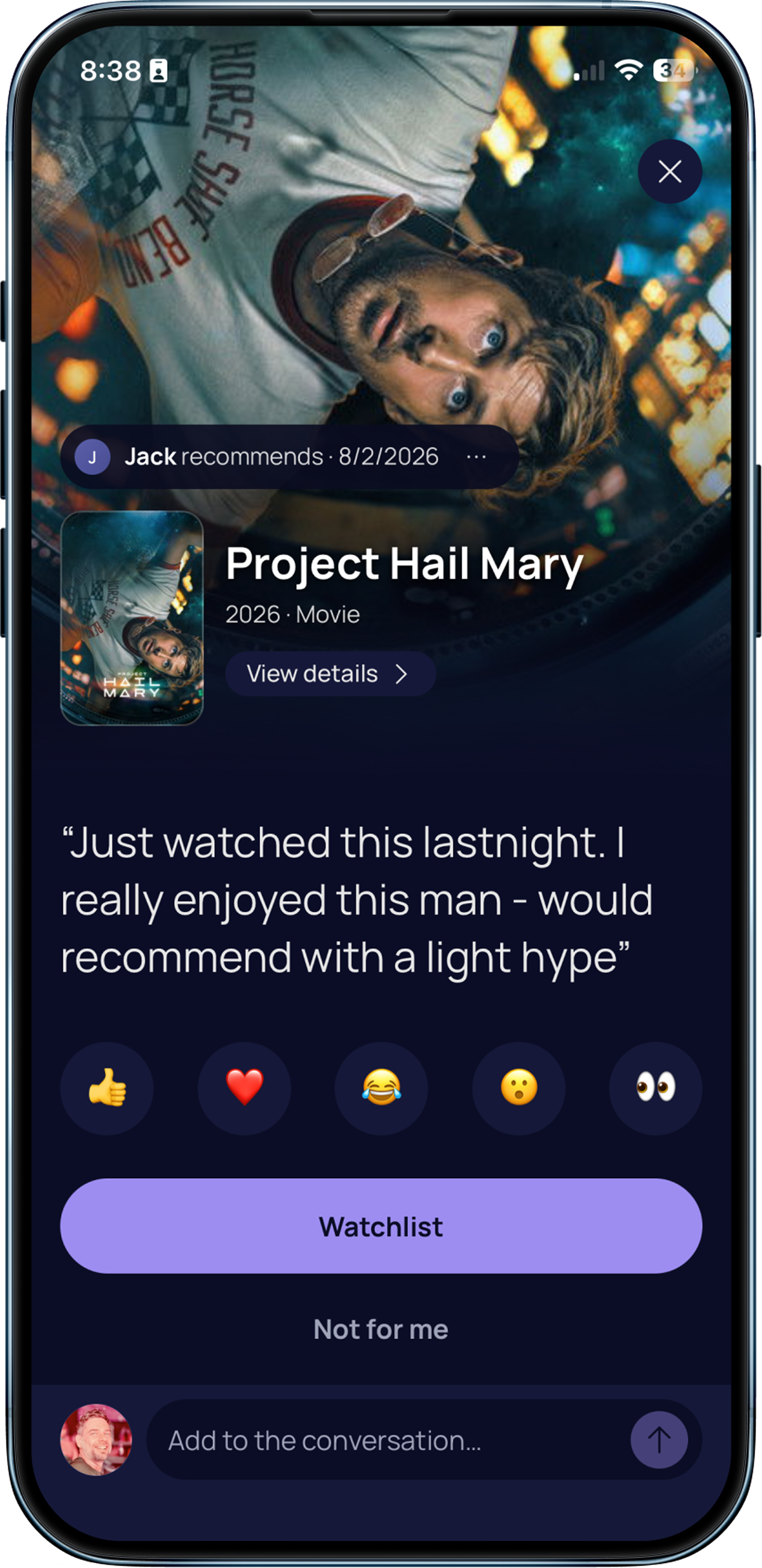 A recommendation from a friend with their note